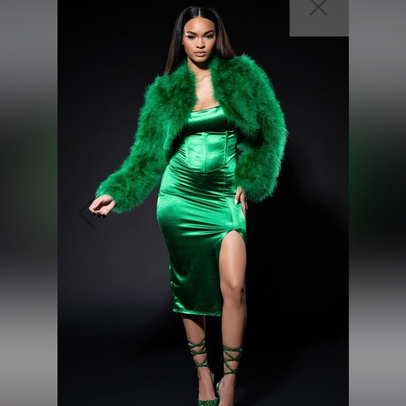 Corset Midi Dress In Emerald Green - Size Small - Picture 2 of 6